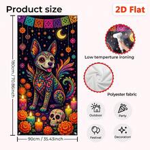 (Happy Halloween) 2D Plane 1 Banner Colorful Candy Skull Flower Printing Hanging Send A Banner Classic Halloween Theme Decoration, Suitable For Indoor And Outdoor Holiday Celebrations To Create A Festive Atmosphere, 5 Styles. - 1 - View 7