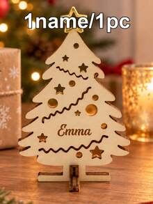 Custom Christmas Tree Tabletop Decoration, Personalized Wooden Name Christmas Decor, Rustic Farmhouse Holiday Table Centerpiece, Customized Mini Xmas Tree Ornament For Living Room Shelf And Mantel, Customizable Name Festive Keepsake Gift 2026 - Multicolor - View 8
