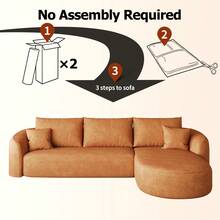 Wooden Sofa 266 * 168 * 85 Cm With Comfortable Seating For Living Room - Orange - View 4