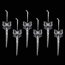 6PCS Christmas Acrylic Bow Icicle Hanging Ornaments, Clear Macaron Color Crystal Bow Icicle Pendants, Xmas Tree Window Home Holiday Party Decorations - Multicolor - View 15