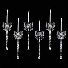 6PCS Christmas Acrylic Bow Icicle Hanging Ornaments, Clear Macaron Color Crystal Bow Icicle Pendants, Xmas Tree Window Home Holiday Party Decorations - Multicolor - View 30