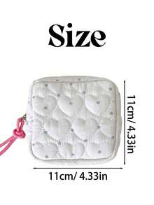 Personalized Custom Name Small Cosmetic Bag, Heart Quilted Zipper Pouch, Portable Mini Makeup Storage Bag, Bridesmaid Gift Birthday Gift For Women - Multicolor - View 6