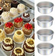 4 Inch Round Chiffon Cake Pan With Removable Bottom Aluminum Baking Pan, Non-Stick Aluminum Baking Mold For Chiffon Cake, Suitable For Making Pastries - Multicolor - View 2