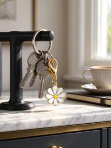 10pcs White Daisy Keychain Set, Sweet Floral Bag Wallet Car Charm, Wedding Party Graduation Bridesmaid Mom Gift, Beach Travel Accessory Christmas Present - Multicolor - View 6