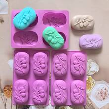 4-Cavity Olive Tree Shaped Silicone Mold - Suitable For DIY Aromatherapy Soap, Plaster Diffuser Stone, Home Decor And Resin Craft; Handmade Art Gift Silicone Mold - Purple - View 4