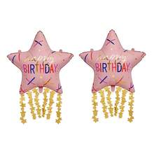 2pcs INS Style Star Birthday Foil Balloons, Multiple Colors Available, Colorful Happy Birthday Print, Can Be Hung On Ceiling Or Wall, Suitable For Birthday Party, Home Theme Party Decoration, Adult Birthday Celebration, Party Photo Backdrop - Multicolor - View 10