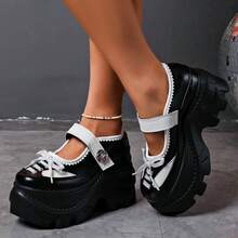 2026 New Women's Fashion Comfortable Thick Sole Height-Increasing All-Season Mary Jane Casual Shoes - Black - View 9