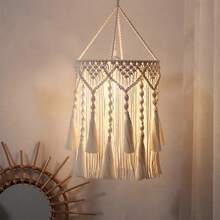 1 pieza Pantalla de lámpara tejida a mano con cuerda, adecuada para lámpara colgante de comedor, luz de entrada y luz de pasillo (sin electricidad, bombilla no incluida) - multicolor - Ver 25