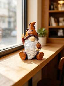 1pc Resin Coffee Cup Gnome Figurine, Faceless Gnome Statue, Suitable For Home Coffee Table Decor, Autumn Decoration, Desktop Ornament Gift - Multicolor - View 7