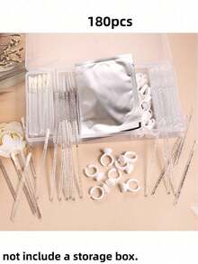 174/180/235pcs Eyelash Extension Tool Set, Includes Eye Patches, Micro Brushes, Eyelash Cleaning Lip Brushes, Eye Pads, Glue Rings, Disposable Eyelash Brushes, Eyelash Extension Brushes, Eyebrow Brushes, Blue, Mixed Colors, Purple (Multiple Colors Available) Crystal Handle Eyelash Brushes, Mascara Brushes, Eyelash Brushes, Eyelash Extension Spiral Brushes, Eyebrow Brushes, Eyeshadow Brushes, Eyebrow Makeup Tools Set, Cleaning Glitter Application Tools Accessories, Eyebrow Brushes, Eyeshadow Brushes, Spiral Brushes - Multicolor - View 14