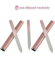 8/5/2/1 Pc Glass Nail File And Buffe, Crystal Nail File For Natural Nails, Nano Nail Shine Polisher Care Set, Suitable For Travel And Nail Salon, Rose Gold - Coral Pink - View 13
