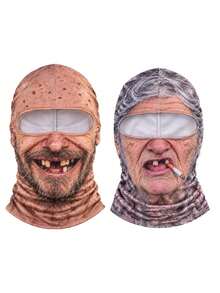1pc Or 2pcs Unisex Funny Realistic Human Face Ski Mask, Realistic Old Man Head Balaclava, 3D Embossed Face Mask, Breathable, Suitable For Prank Parties - Multicolor - View 6