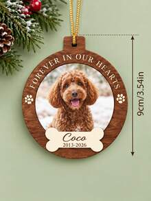 1pc Custom Pet Photo Ornament, Forever In Our Hearts Dog Memorial Pendant, Custom Name & Date Pet Loss Keepsake, Christmas Tree & Car Rearview Mirror Decor, Sympathy Remembrance Gift For Pet Owners, Cherish Memory Of Your Beloved Furry Companion - Multicolor - View 2