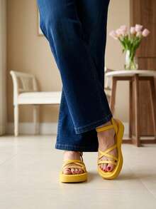 Women Platforms & Wedge Sandals - Yellow - View 2