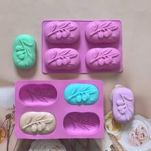 4-Cavity Olive Tree Shaped Silicone Mold - Suitable For DIY Aromatherapy Soap, Plaster Diffuser Stone, Home Decor And Resin Craft; Handmade Art Gift Silicone Mold - Purple - View 6