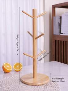 Wooden Mug Tree Holder With 6 Hooks, Countertop Coffee Cup Rack, Kitchen Countertop Wooden Cup Holder, Coffee Bar Teacup Display And Storage Organizer - Multicolor - View 10