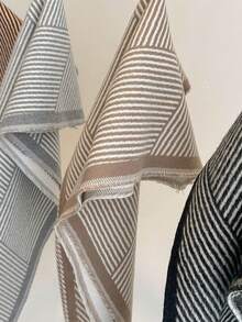 1pc Triangle Shawl Scarf 130*80*40cm, Diagonal Stripe Yarn‑Dyed Jacquard, Thick Brushed‑Polyester Faux Cashmere, Fall Winter For Travel & Party - Multicolor - View 8