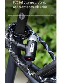 1pc Bicycle Steel Cable Lock With Key, Extended Mountain Bike Anti-Theft Cable Lock, Outdoor Bicycle Chain Lock - Multicolor - View 4