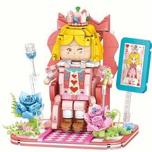 825PCS, Poker Kingdom Queen Of Hearts Building Block Set, Cute Pink Queen Figure With Throne And Roses, Micro Particle Doll Model Kit, Desktop Decoration, Creative Collectible Toy, Suitable For Teens And Adults As A Gift - 1 Item - View 3