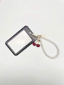 1pc Y2K Exquisite Cherry Card Holder Series Wallet Charm, Charming Pearl Beaded Sliding ID Holder, Campus Card, ID Card Sleeve, Work Card, Travel Transit Card Holder, DIY Handbag Charm, Women's Decorative Bag Accessory, Room Decor, Christmas Gift - Multicolor - View 11