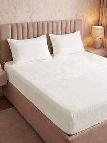 1pc Beige Velvet Fitted Sheet, Warm And Soft, Solid Color Flannel, Available Sizes: Extra Large, Large, Standard Double, Single.  11.8 Inch Deep Pocket,Suitable For Autumn, Winter,Pillowcases Not Included - Beige - View 3