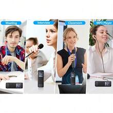 Máy ghi âm kỹ thuật số 8GB bộ nhớ trong, ghi âm PCM 1536kbps với kích hoạt bằng giọng nói & khử nhiễu, máy nghe nhạc MP3, hỗ trợ thẻ TF mở rộng lên đến 128GB, dùng cho họp hành, bài giảng, phỏng vấn - Xem 4