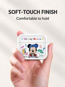 Miniso 迪士尼質感TPU藍牙耳機保護殼，附1個同色掛鉤，適用於airpods1/2/3/4/5/pro/pro2/pro3，新款耳機防摔軟殼，男女通用，米妮米奇情侶款 - 白色 - 查看 3