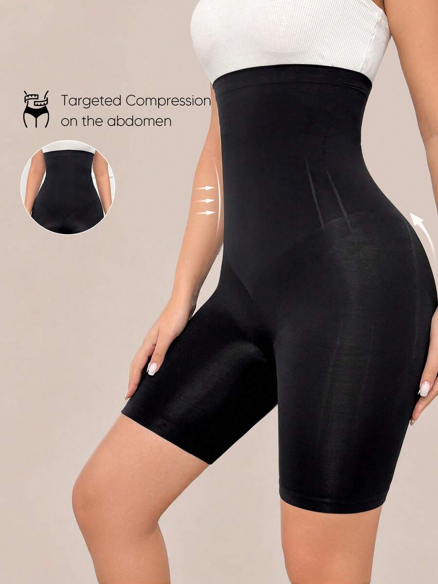 Women's Seamless High Waist Solid Color Underwear Shorts Black Summer - Black - View 1