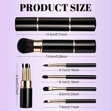 BS-MALL Retractable 5 In 1 Makeup Brush Set, Travel Size Portable Fiber Brushes For Powder Blush Eyeliner Eyebrow & Eyeshadow, Soft Synthetic Bristles With Protective Cap - Black - View 7