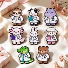 Cute Cartoon Animal Doctor Enamel Pins, Kawaii Nurse Lapel Brooch Set, Alloy Badge For Backpack Jacket Hat, Medical Gift For Nurse Doctor Friends - Multicolor - View 2