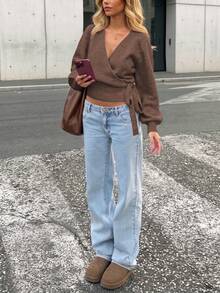 Knotted Comfortable And Elegant Cardigan, Unique Styling, Suitable For Autumn/Winter Daily Commute, Dates, Travel And Various Occasions - Brown - View 6