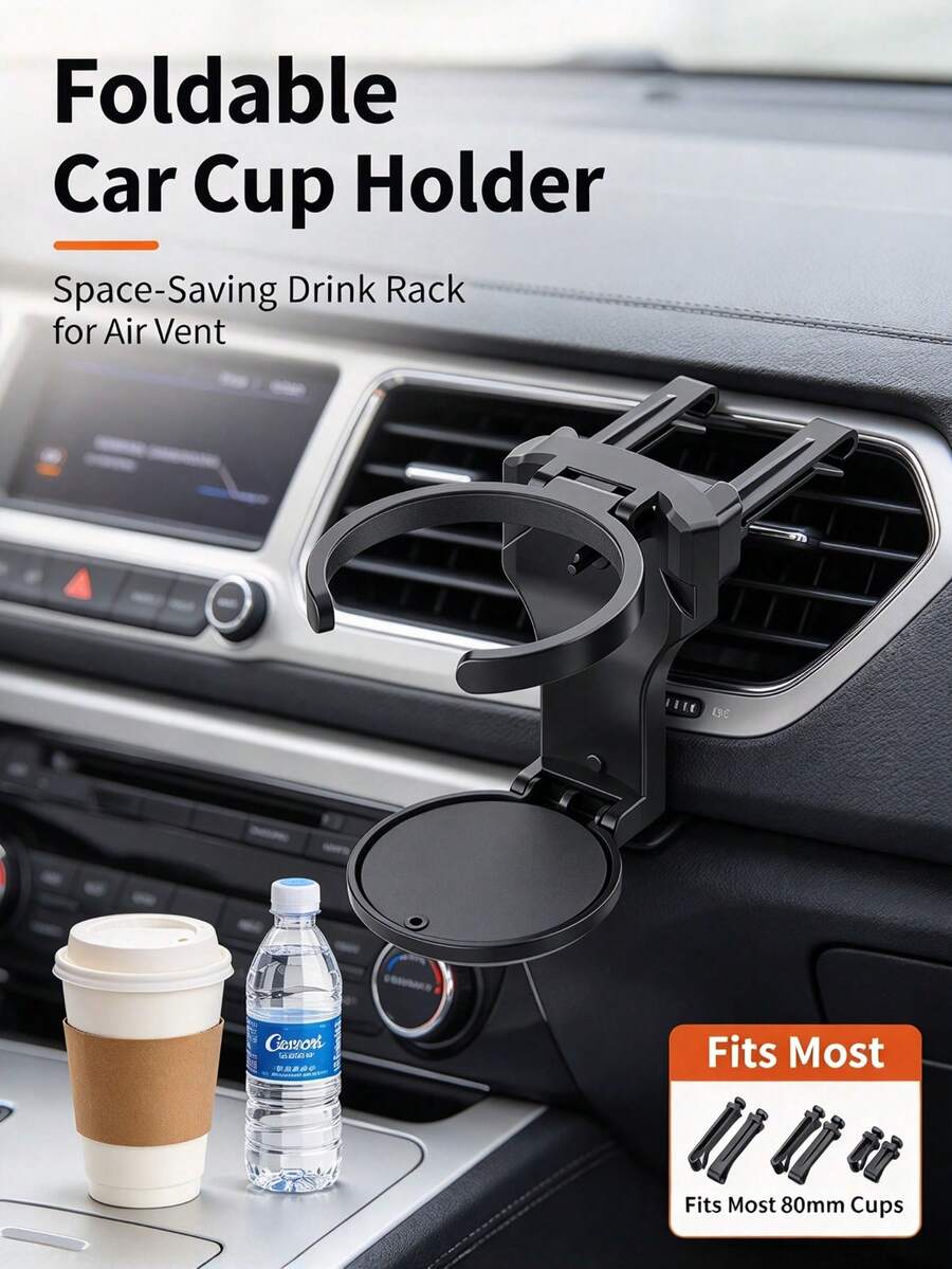 Car Cup Holder Air Vent Hook Beverage Rack Multi-Function Tea Cup Holder Ashtray Fixed Storage Bracket, Space-Saving Universal Car Beverage Holder With 3 Clip Sizes, Car Interior Storage
