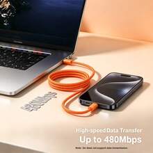 USB-C Fast Charging Cable Compatible With IPhone 17/16/15, USB-C To Type-C Charging Data Cable (3.3/6.6/10ft Nylon Braided Cable) Suitable For Indoor/Outdoor/Travel And Car Use, Fast Charging, Compatible With IPhone 17/16/15/Pro/Pro Max, Compatible With Samsung, Compatible With Sony~Android Phone Charging Cable, Halloween Gift, Christmas Gift - Orange - View 6