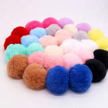 20/10/5/1pc 5-6cm Faux Rex Rabbit Fur Pom Poms, Fluffy Soft Christmas Pompoms, DIY Pom Poms, Handmade Keychain Pendants, Clothing Hat Gloves Sewing Craft Materials - A - View 6