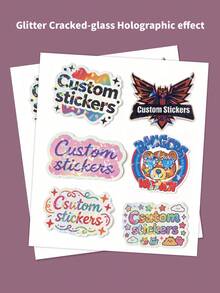 A5/A6 Custom Printing Personalized Glitter Holographic Cartoon Stickers Sheet Die Cut Waterproof Irregular Shape Labels For Product Packaging, Custom Die Cut White A6 Sheet For Business Logo - Rectangular - View 3