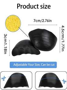 2 Pairs Unisex PU Soft Anti-Friction Padded Shoe Inserts, Pointed Toe & Round Toe Thickened Half-Size High Heel Shoe Pads, Toe Cap Inserts For Shoes And Boots Accessories - Black - View 4