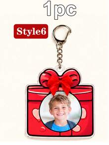 Custom Keychain With Photo, Personalized Christmas Key Chain, Festive Bow Holiday Keychains, Customized Picture Bag Charm, Customizable Xmas Gift - Multicolor - View 16