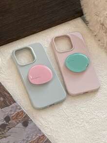 1pc Candy Color Easy Foldable Phone Holder, Suitable For All Mobile Phone Models, Anti-Fall And Anti-Scratch Soft Shell Material, Water Drop Bracket Design, One-Handed Grip To Prevent Slipping, Can Be Used For Watching Dramas, Live Broadcasts - Multicolor - View 10