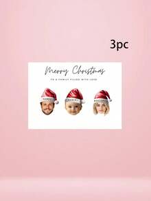 1/3 tấm thiệp Giáng sinh ảnh gia đình tùy chỉnh, thiệp chúc mừng mặt mũ ông già Noel cá nhân hóa kèm phong bì giấy kraft, thiệp Noel in tên tùy chỉnh cho người thân và bạn bè - Nhiều màu - Xem 9