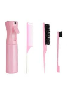 Watering Can Comb Set Styling Comb Set,3 Pcs Slick Back Hair Brush Set With 1 Pc Edge Brush 1 Pc Hair Brush 1 Pc Rat Tail Comb, Teasing Brush Hair - Pink - View 13