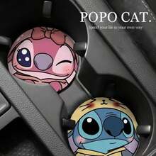 Hasbro 2 Pieces/Set Disney Stitch Car Cup Holder And Door Slot Mats, Cartoon Car Interior Anti-Slip Storage Mats - Car Anti-slip Mat - View 1