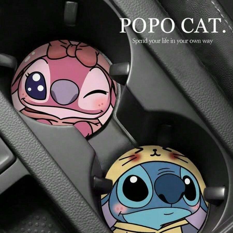 Hasbro 2 Pieces/Set Disney Stitch Car Cup Holder And Door Slot Mats, Cartoon Car Interior Anti-Slip Storage Mats - Car Anti-slip Mat - View 1