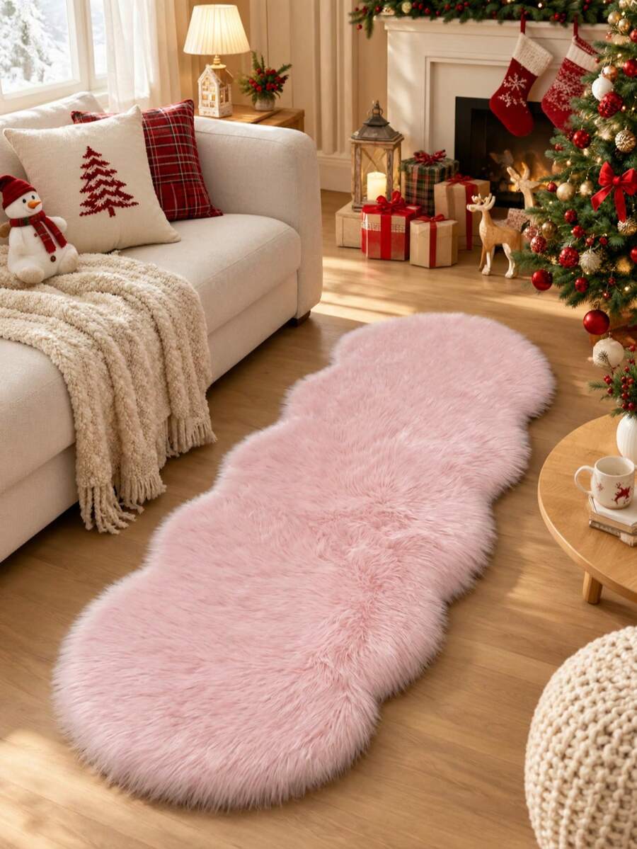 Soft Fluffy Rug Pink Area Rug,For Bedroom,Living Room,Study,Office,Plush Bedroom Rugs,Non-Slip,Cute Rug,Faux Fur Rug,Living Room Rug,Bedroom Rugs,Bedside Rug,Decorative Rug,Bedroom Decor,Autumn Home Decor,Room Decor,Christmas Decor - Baby Pink - View 1