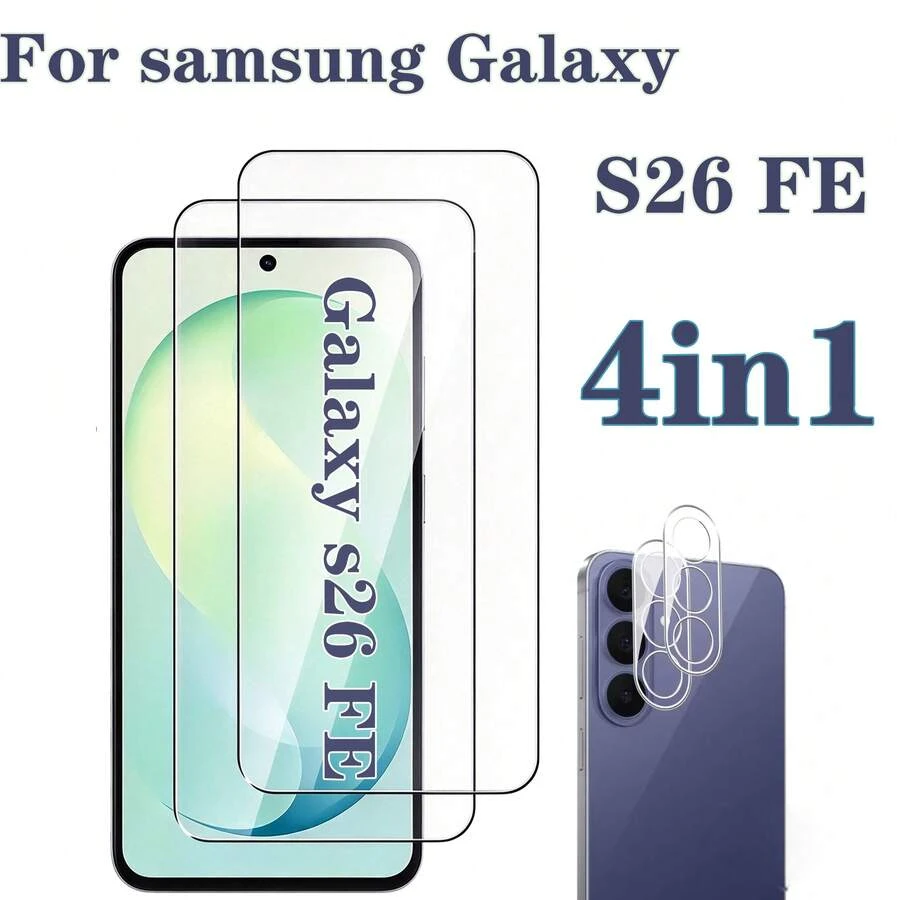 Screen Protector Compatible With Samsung Galaxy S26 FE /Galaxy A27 /A18/A08 Tempered Glass High Definition Transparent Phone Protective Film 3D High Definition Phone Camera Lens Protector Film Protective Sheet - Clear - View 1