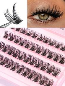MAANGE 44 Clusters DIY Cat Eye Eyelash Extensions, Voluminous Curly Fluffy Lashes, 10-16mm Cluster Single Fake Lashes, Mixed Lengths, Customizable, Natural And Slender, Soft And Skin-Friendly, Suitable For European And American Eye Shapes, Suitable For Travel And Daily Carry, Gift For Women, Cluster Lashes, Fluffy Lashes, Eyelash Extensions - D - View 8