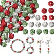46/106PCS Christmas Red White Green Rhinestone Beads, Clay Straight Hole Spacer Beads, DIY Jewelry Making Bracelet Beads Accessories - Christmas-3 Colors - View 7