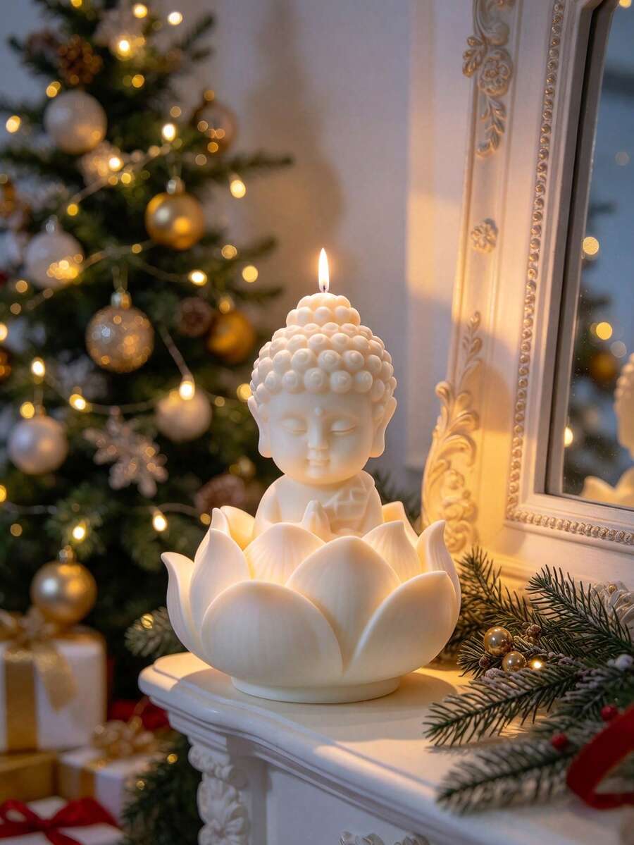 3D Silicone Candle Mold - DIY Buddha And Lotus Candle Mold, Suitable For Resin, Soap And Wax Product Making - 2pcs Set - Easy Release, Reusable - Perfect For Home Decor, Aromatherapy And Handmade Gifts
