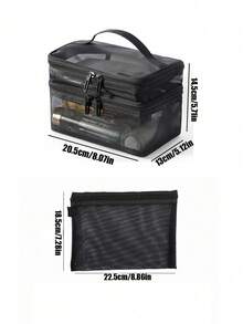 Mesh Makeup And Grooming Storage Bag, Paired With The Same Mesh Portable Storage Bag, Double-Layer Large-Capacity Transparent Toiletry Storage Bag, Portable Cosmetic Organizer With Compartments, Travel And Business Trip Toiletry Storage Pouch - Multicolor - View 11
