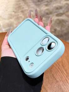 溝槽藍色純色厚款穿孔極簡防震手機保護殼，附印花，適用於 iPhone 18 Pro Max、17 Pro Max、16 Pro、16 Pro Max、15 XR/7/8、15 Pro Max/12 Pro Max/13 Pro Max/14 Pro Max、13、14、11、12、14，女款 P11 軟殼、P12 防震、XS、XR/78、P.78GES2 手機保護殼 - 淺藍色 - 查看 2