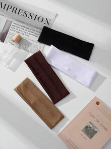 4Pcs Non Slip Headbands For Women, Soft Stretchy Cotton Hair Bands, Sweat Absorbent Elastic Hair Wraps For Yoga, Running, Workout,Travel And Daily Use - Multicolor - View 9